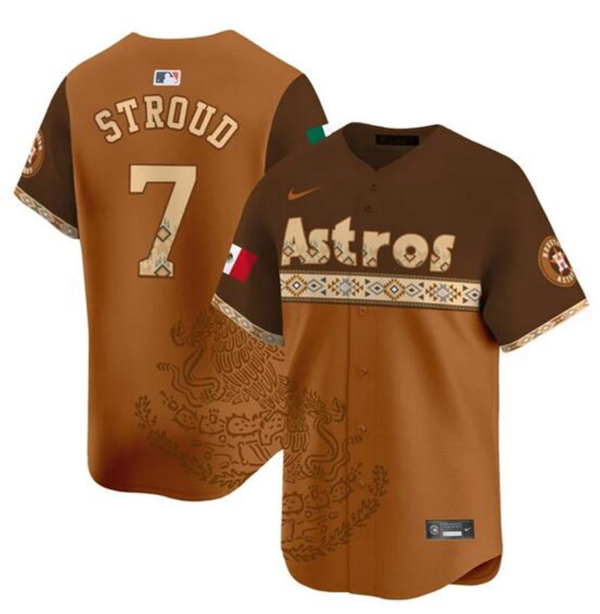Men's Brown Houston Astros #7 C.J. Stroud Mexico Vapor Baseball Jersey